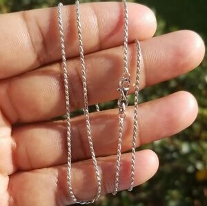 Sterling Silver 925 Rhodium finish Rope 025 Chain 1mm